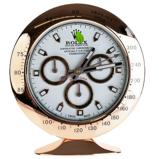 Orologio da tavolo Daytona in oro rosa, quadrante bianco