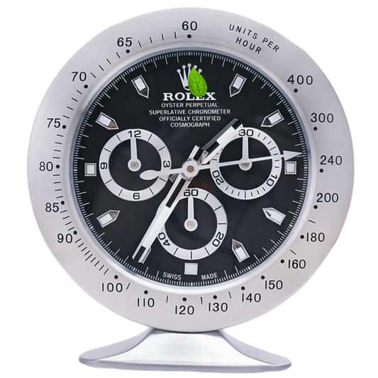 Orologio da tavolo Daytona in acciaio, quadrante nero