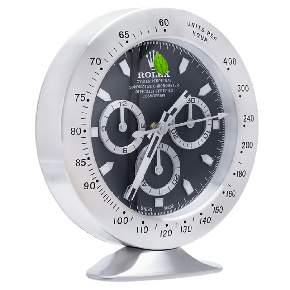 Orologio da tavolo Daytona in acciaio, quadrante nero