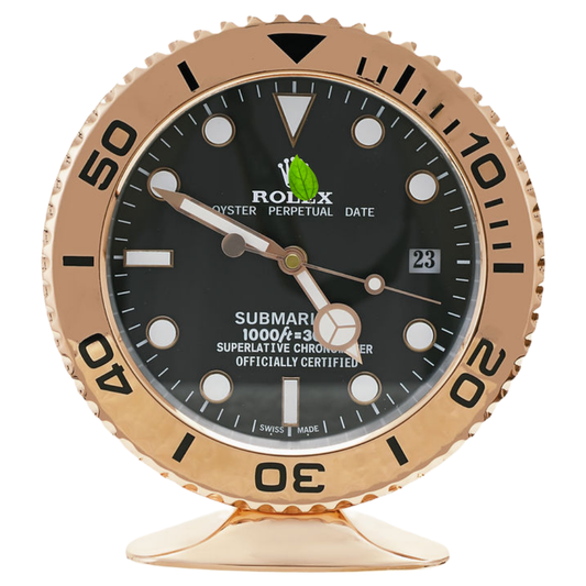 Horloge de bureau Submariner Rose Gold, cadran noir