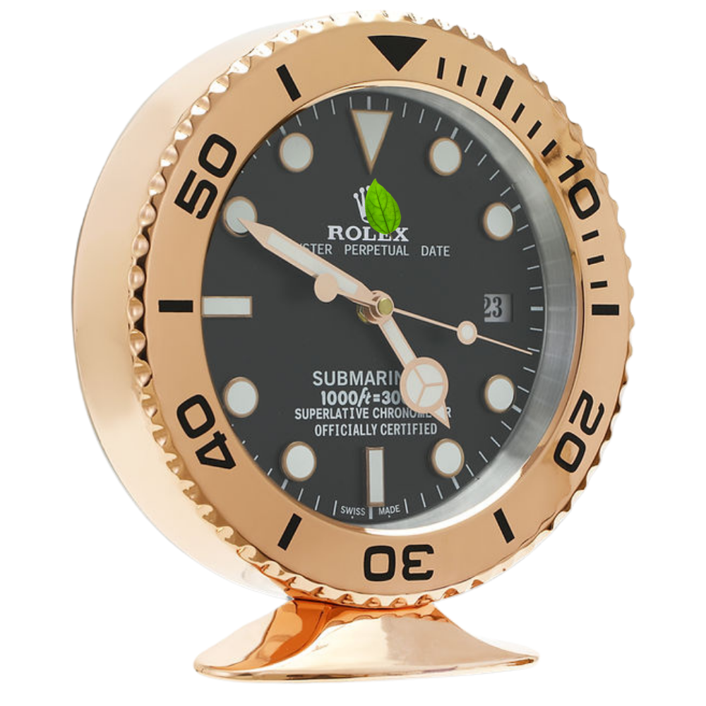Horloge de bureau Submariner Rose Gold, cadran noir