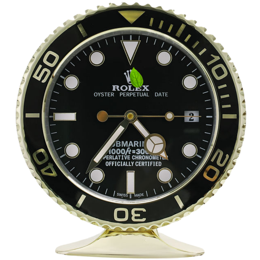 Horloge de bureau Submariner Or, cadran noir