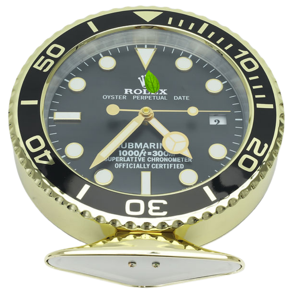 Horloge de bureau Submariner Or, cadran noir
