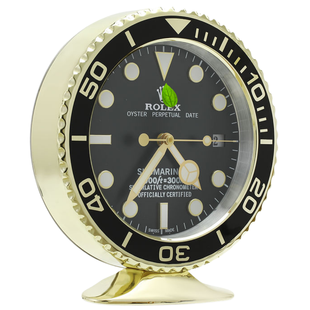 Horloge de bureau Submariner Or, cadran noir