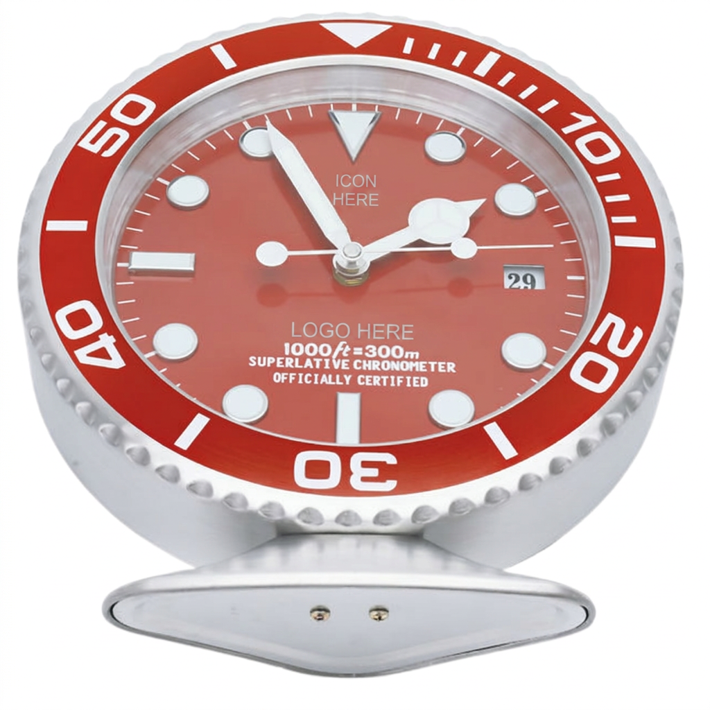 SUB-MAR Steel, Full Red | Desk Clock